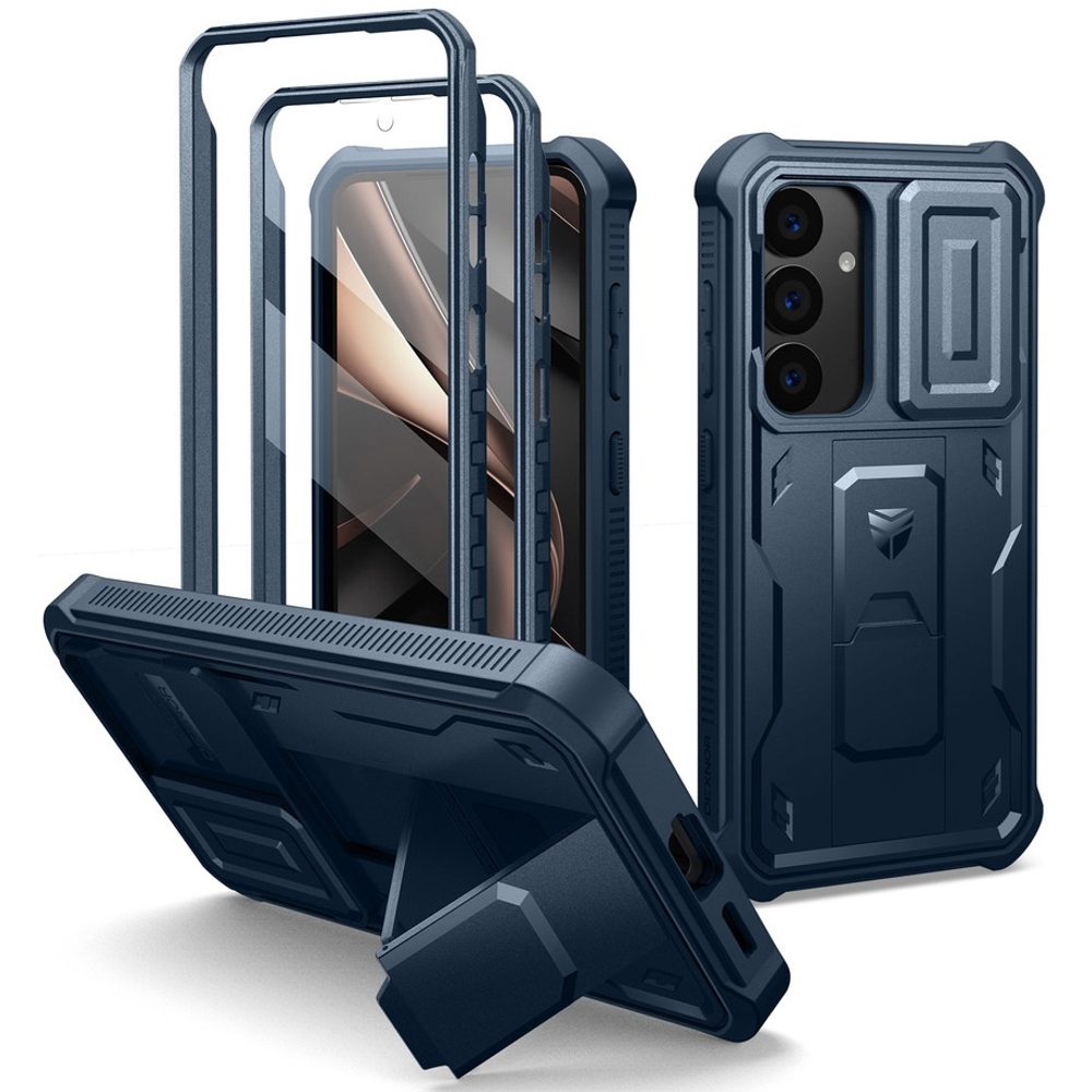 Dexnor 360 Kickstand Camprotector obal Samsung Galaxy S25, modrý