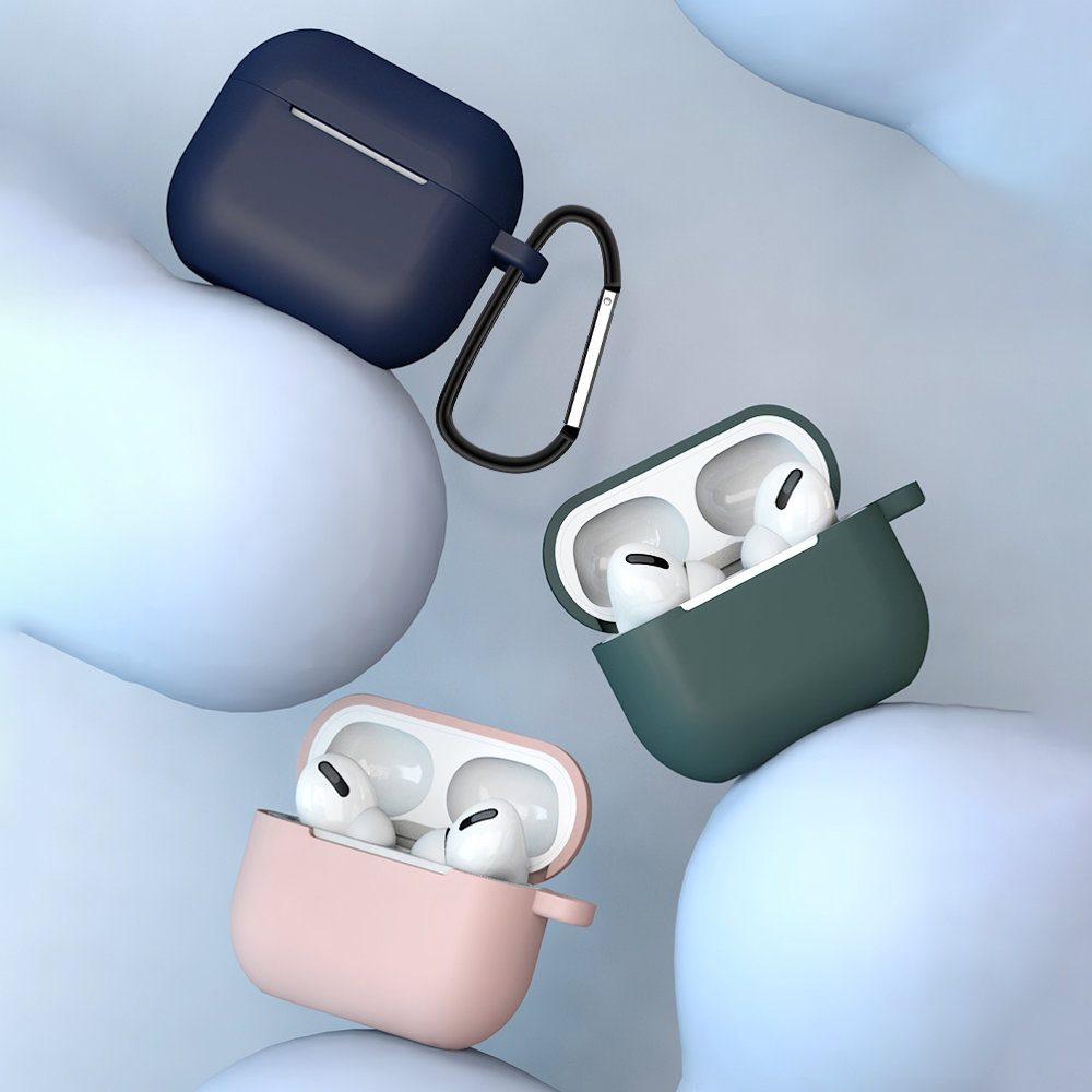 Husă Silicon Moale, Pentru Căști Apple AirPods 3 Cu Carabinieră, Albastru închis (husă D)