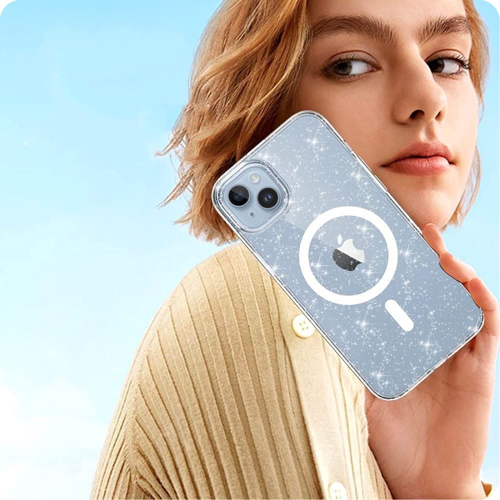 Tech-Protect Flexair Hybrid Cu MagSafe, IPhone 15 Plus, Glitter Clear