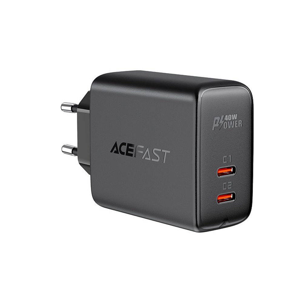 Acefast adaptér 2x USB-C 40W, PPS, PD, QC 3.0, AFC, FCP, černý (A9 černý)