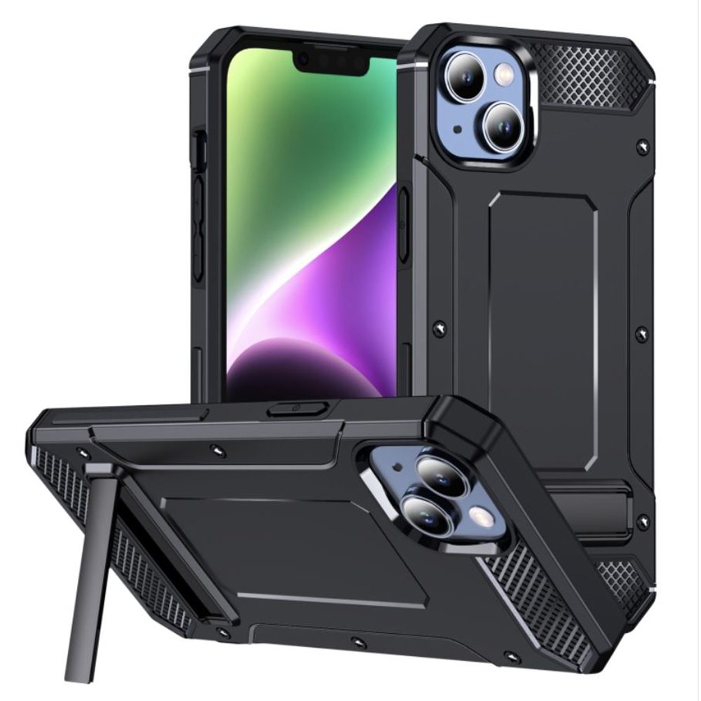 Techsuit Hybrid Armor Kickstand, IPhone 14, čierny