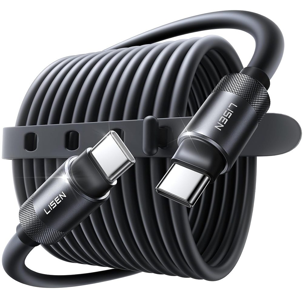 Lisen podatkovni kabel L115 USB-C - USB-C, 100 W, 3 m, crni