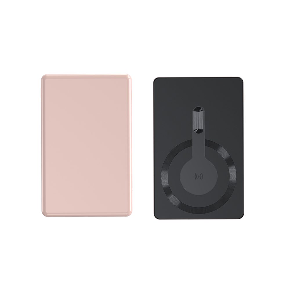 Baterie externă subțire din aluminiu Magsafe wireless, 5000mAh, 22,5W, QC, roz