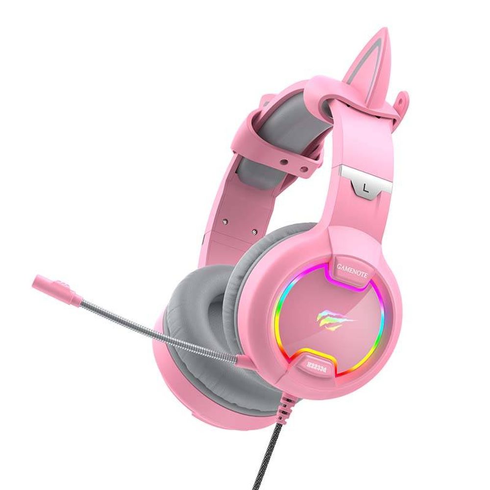 Havit GAMENOTE H2233d RGB Játék Headset, Rózsaszín