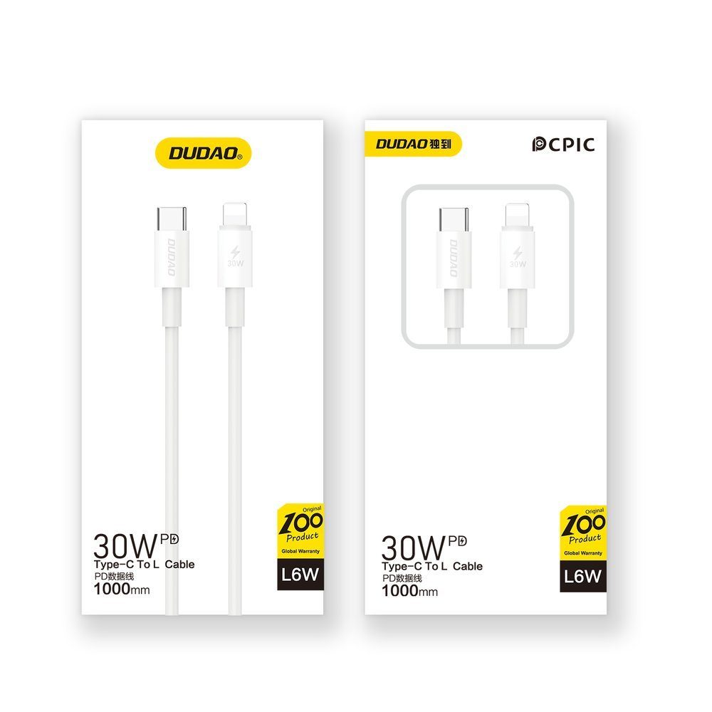 Dudao USB-C- Lightning, 30W, PD, 1m, Alb