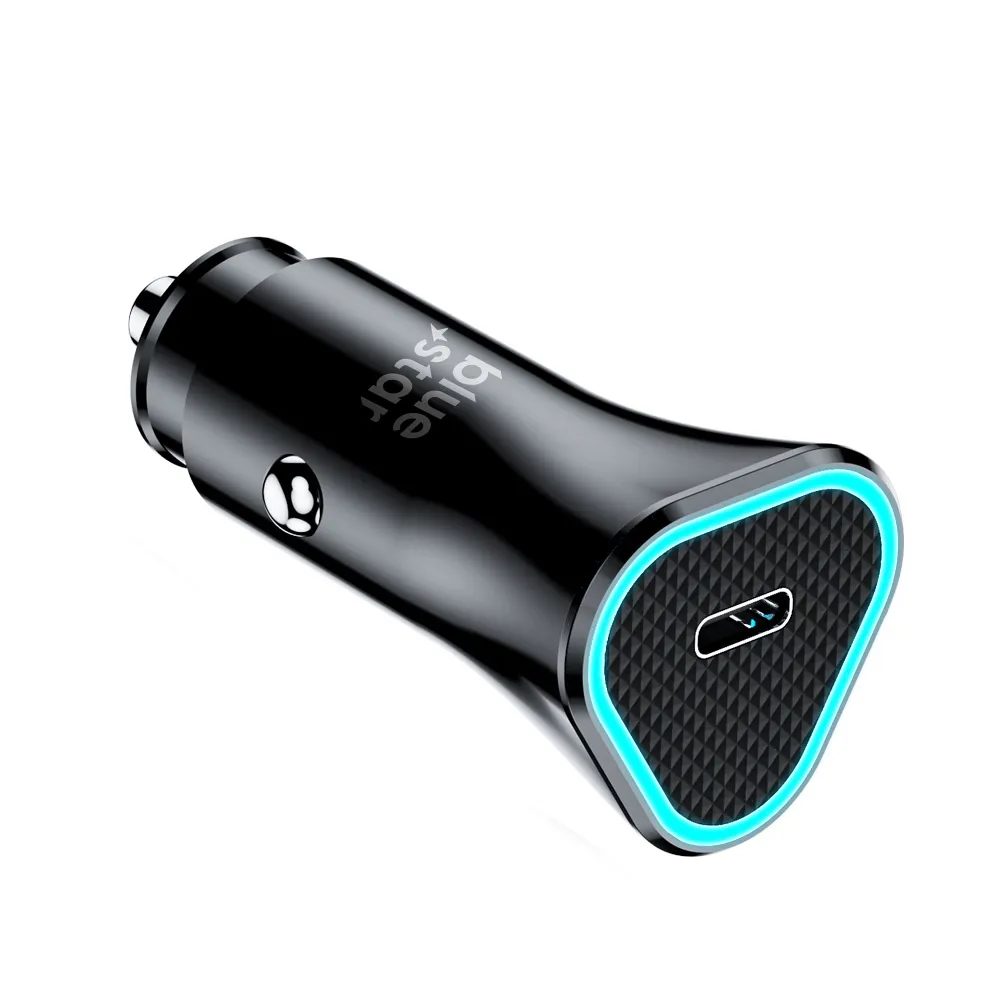 BlueStar autós USB-C töltő 3A 20W, PD, QC 3.0, AFC fekete