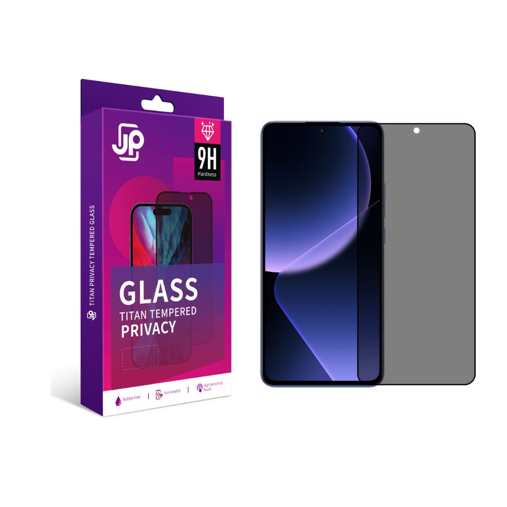 Levně JP Titan Privacy extra odolné tvrzené sklo, Xiaomi Redmi Note 14 Pro 4G, černé