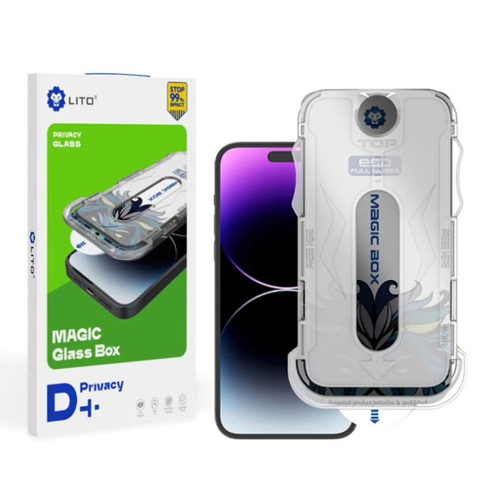 Lito Magic Glass Box D+ Eszközök, Edzett üveg, IPhone 14 Pro, Privacy