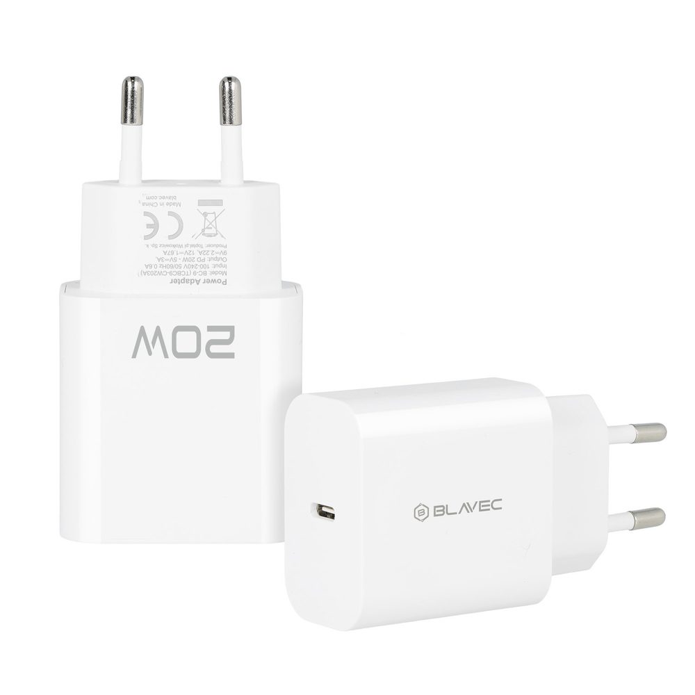 Blavec nabíjačka BC-9, PD 20W 3A, USB-C, biela