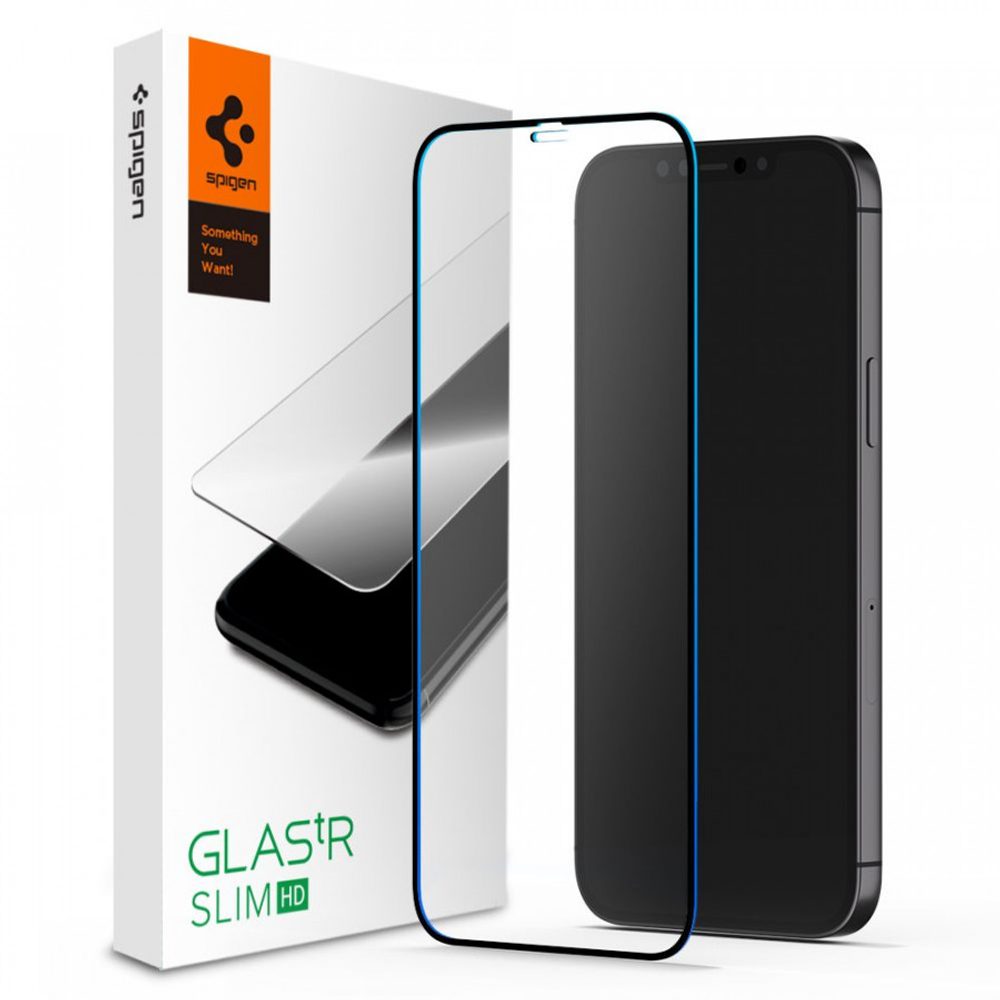 Spigen Full Cover Glass FC Tvrdené Sklo, IPhone 12 Pro Max, čierne