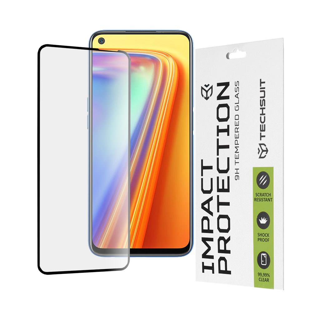 TechSuit 111D Zaščitno Kaljeno Steklo, Realme 7 4G / Realme 7 5G, črna