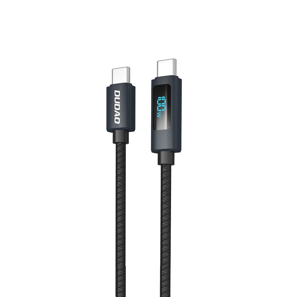 Dudao L7C kabel USB-C - USB-C s LED displejem, 100W, 1 m, černý