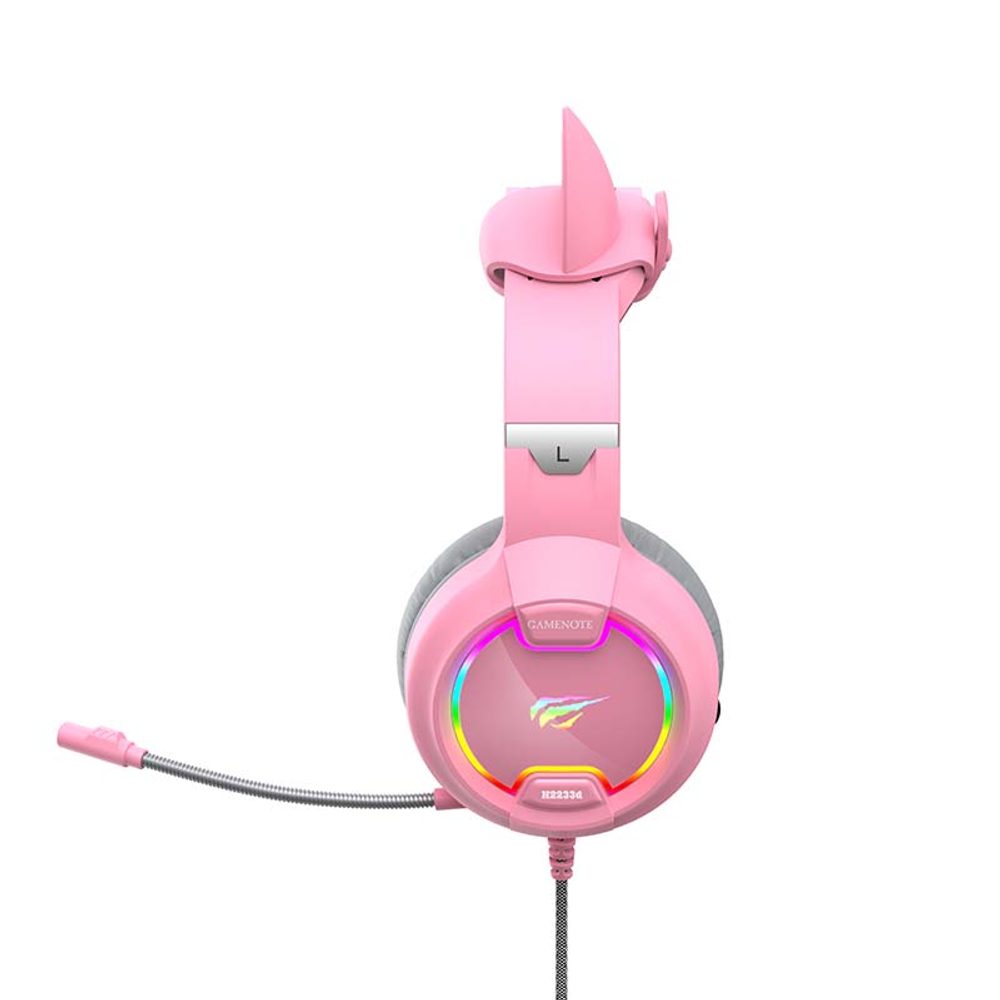 Havit GAMENOTE H2233d RGB Játék Headset, Rózsaszín