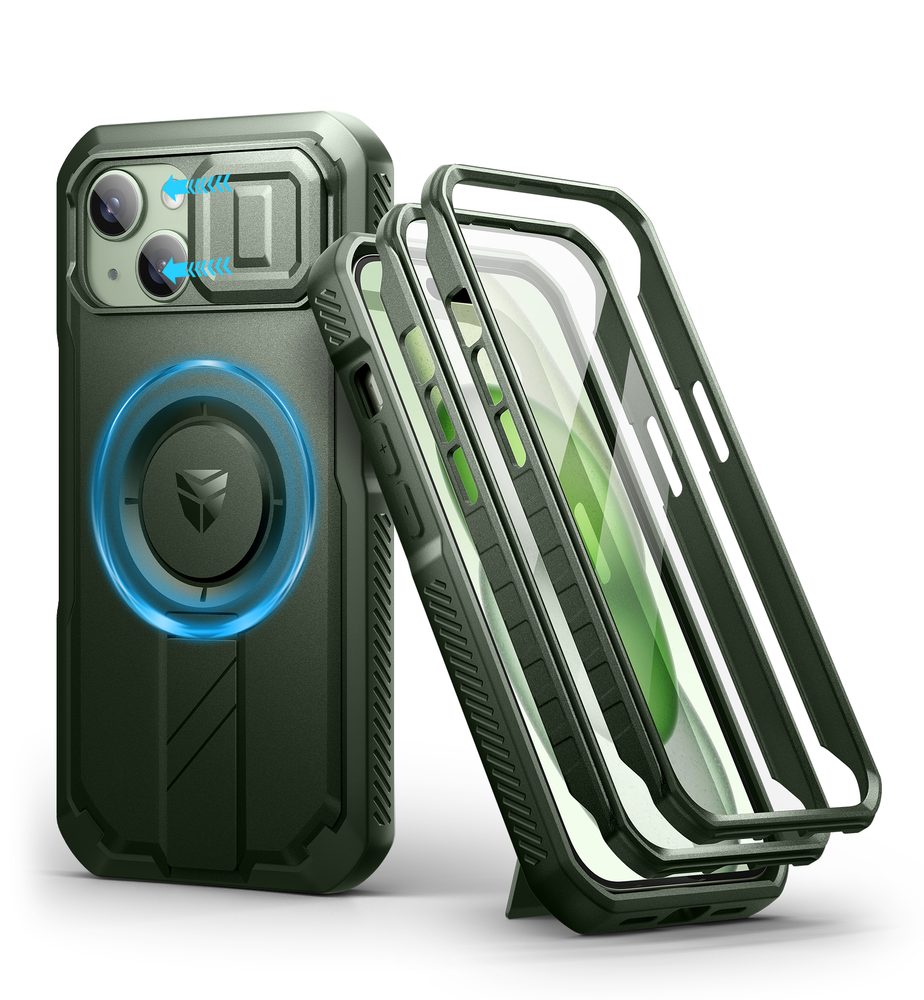 Dexnor MagSafe 360 Kickstand Camprotector borító iPhone 15, zöld