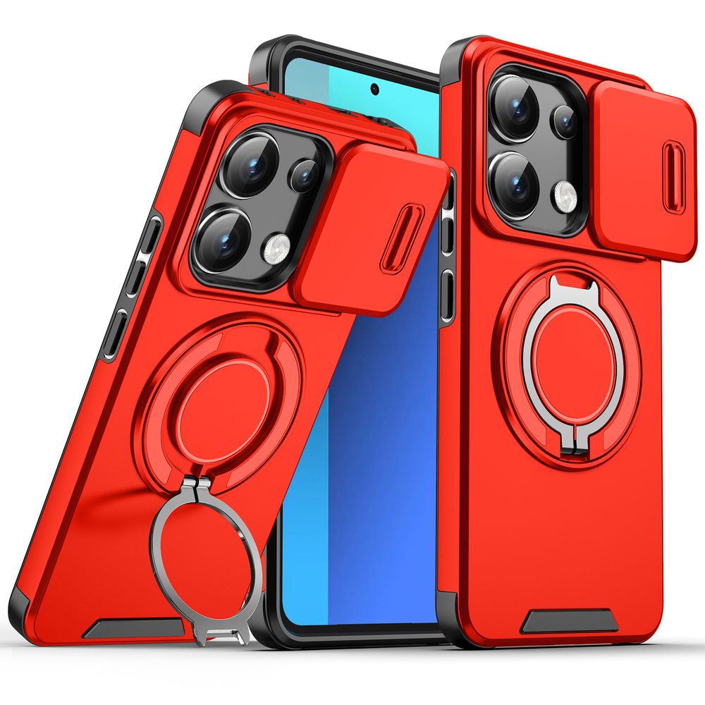 Levně Camslide Stand obal, Xiaomi Redmi Note 14 5G, červený