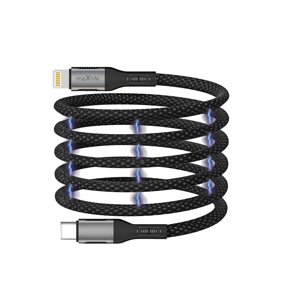 Levně Maxlife magnetický kabel MXUC-11 USB-C - Lightning 1,0 m 27W, černý
