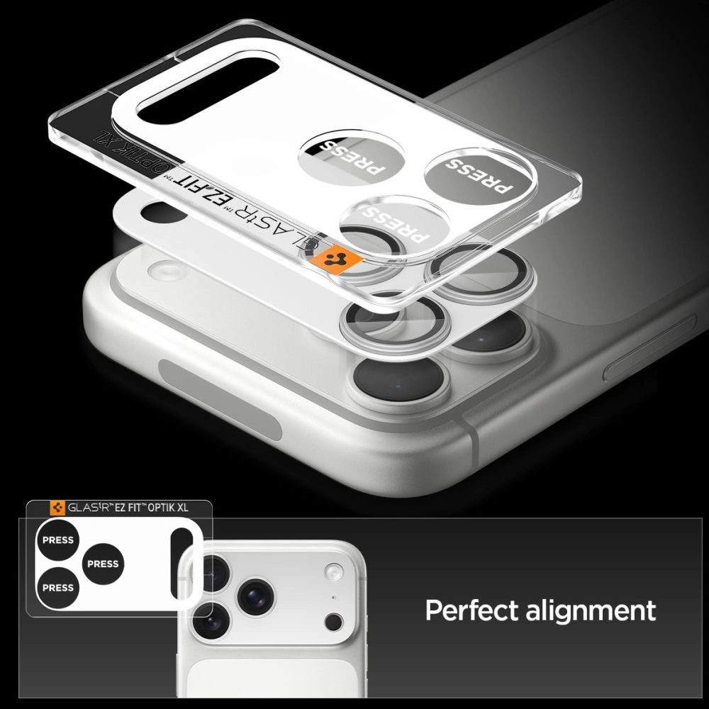 Spigen Optik Pro XL TR EZ Fit ochrana fotoaparátu, iPhone 17 Pro Max, strieborná