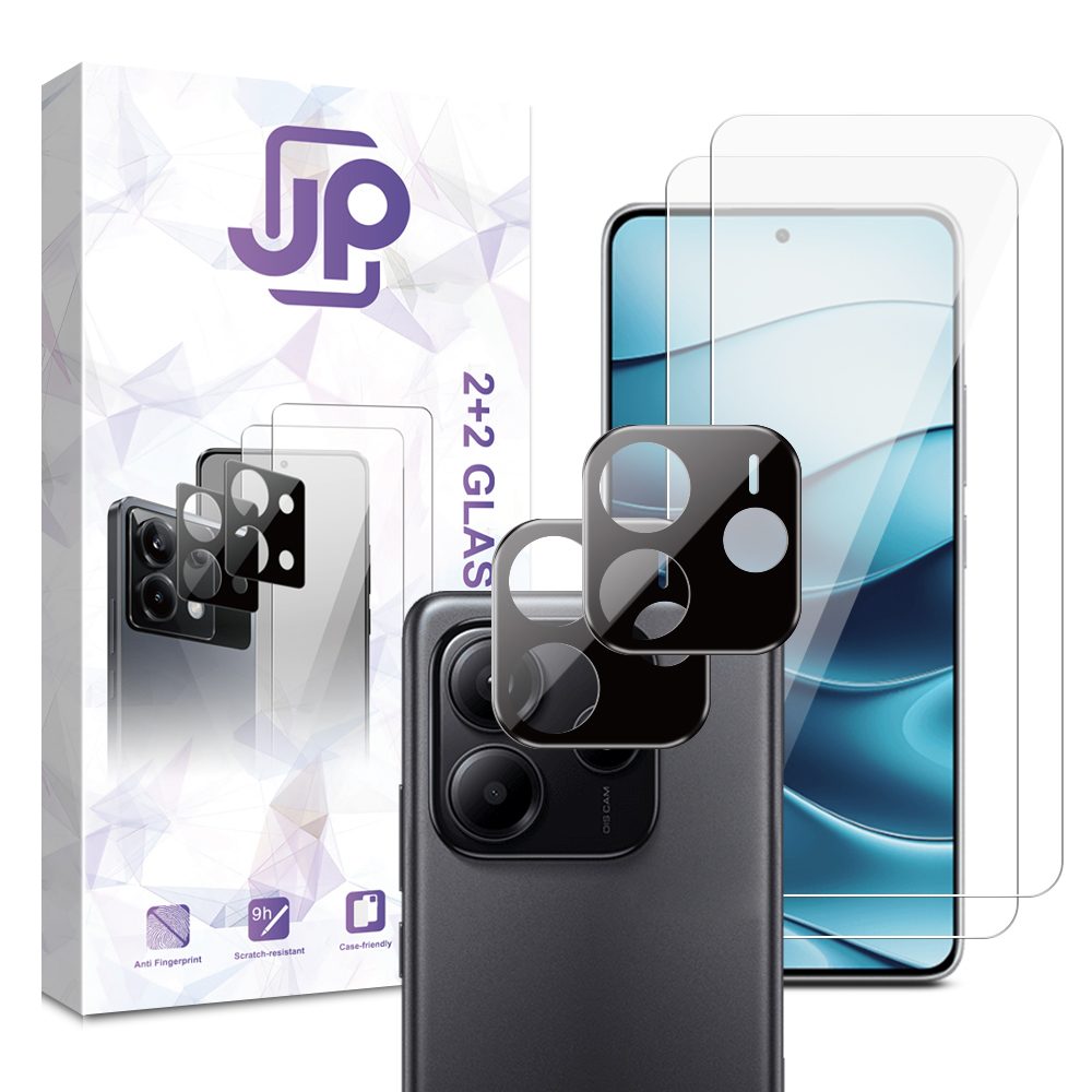 Levně JP Combo pack, Sada 2 tvrzených skel a 2 sklíček na fotoaparát, Xiaomi Redmi Note 14 4G