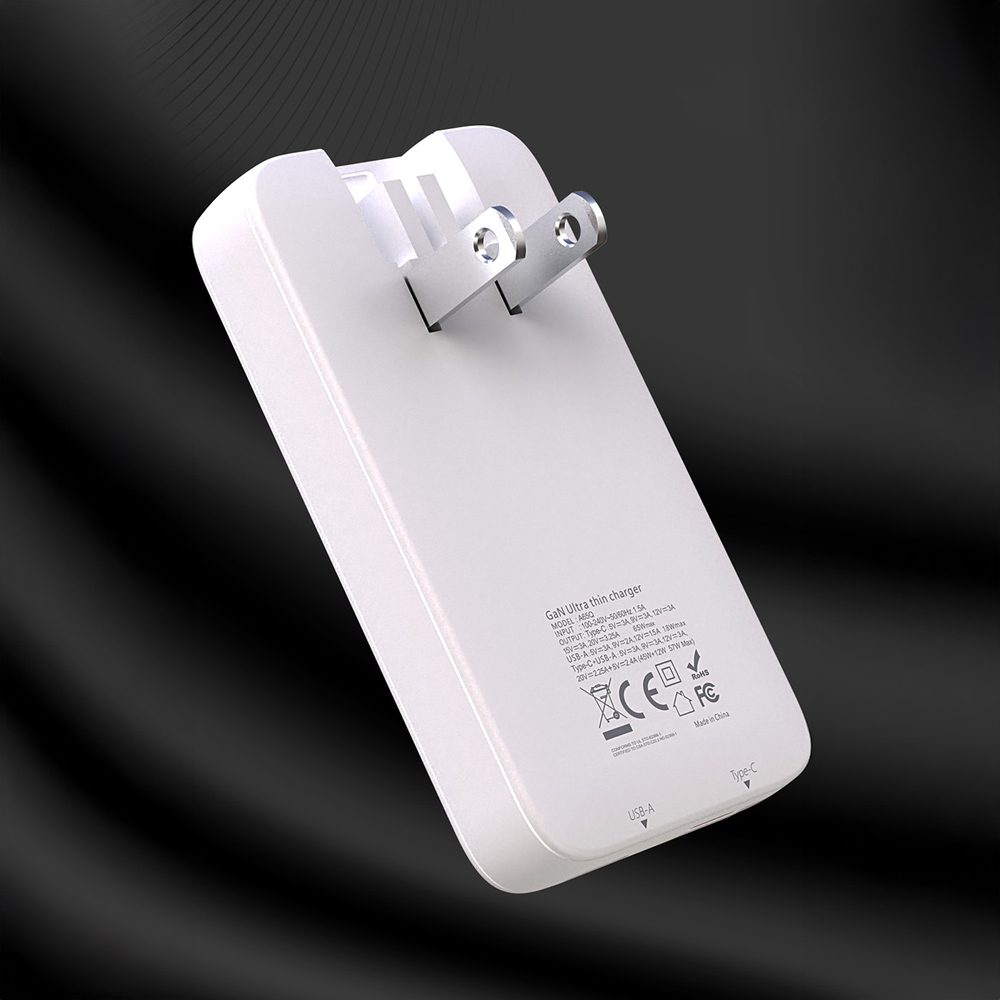 Dudao A65Q cestovná nabíjačka USB-A + USB-C, 65W GaN PD, biela
