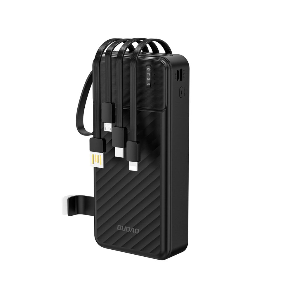 Levně Dudao K11 Pro powerbanka s vestavěnými kabely, 20000mAh, černá