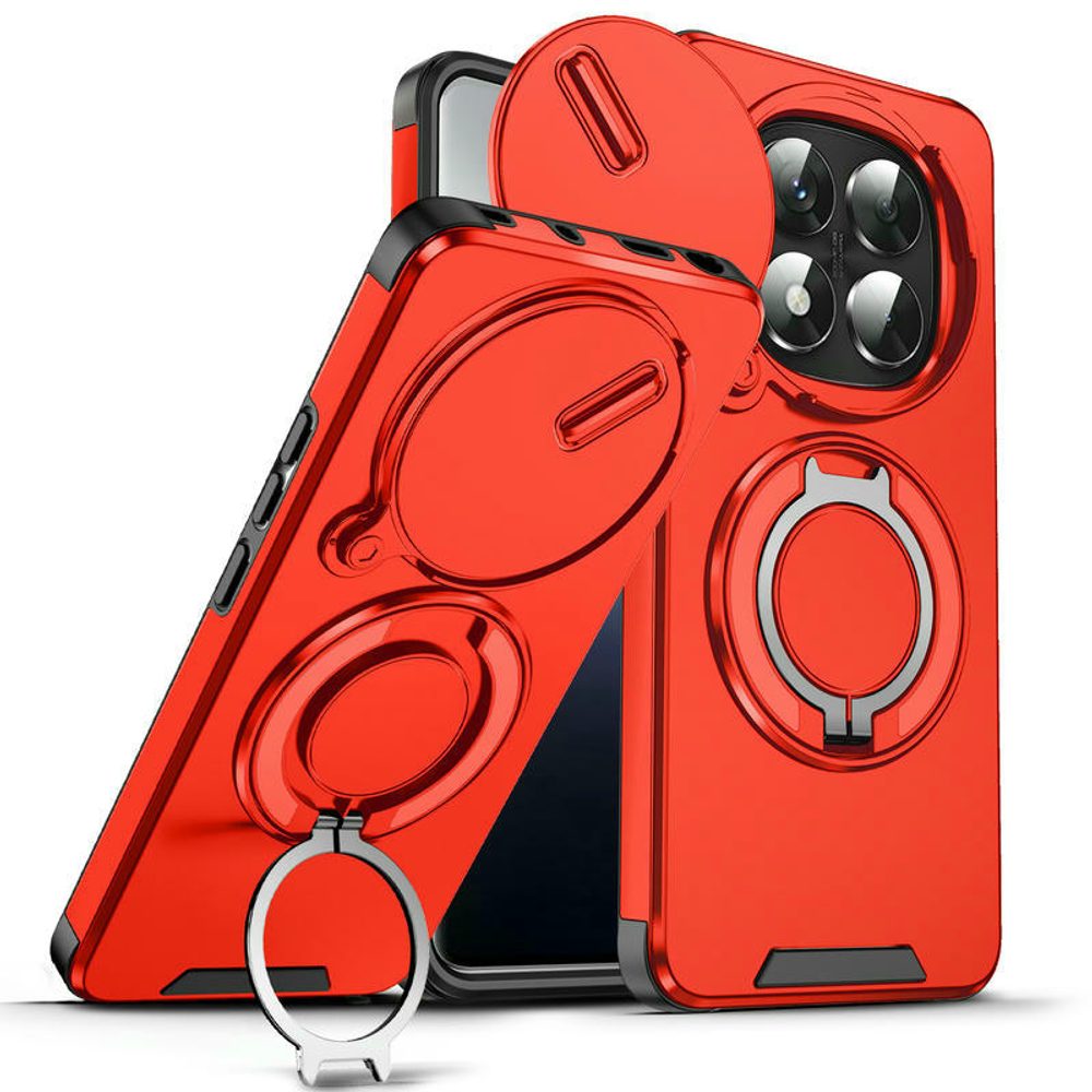 Levně Camslide Stand obal, Xiaomi Redmi Note 14 Pro Plus 5G, červený