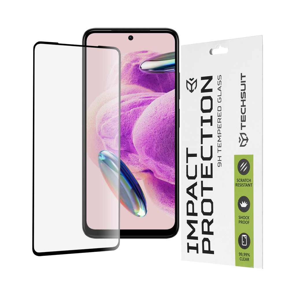 TechSuit 111D Zaščitno Kaljeno Steklo, Xiaomi Redmi Note 12S, črne