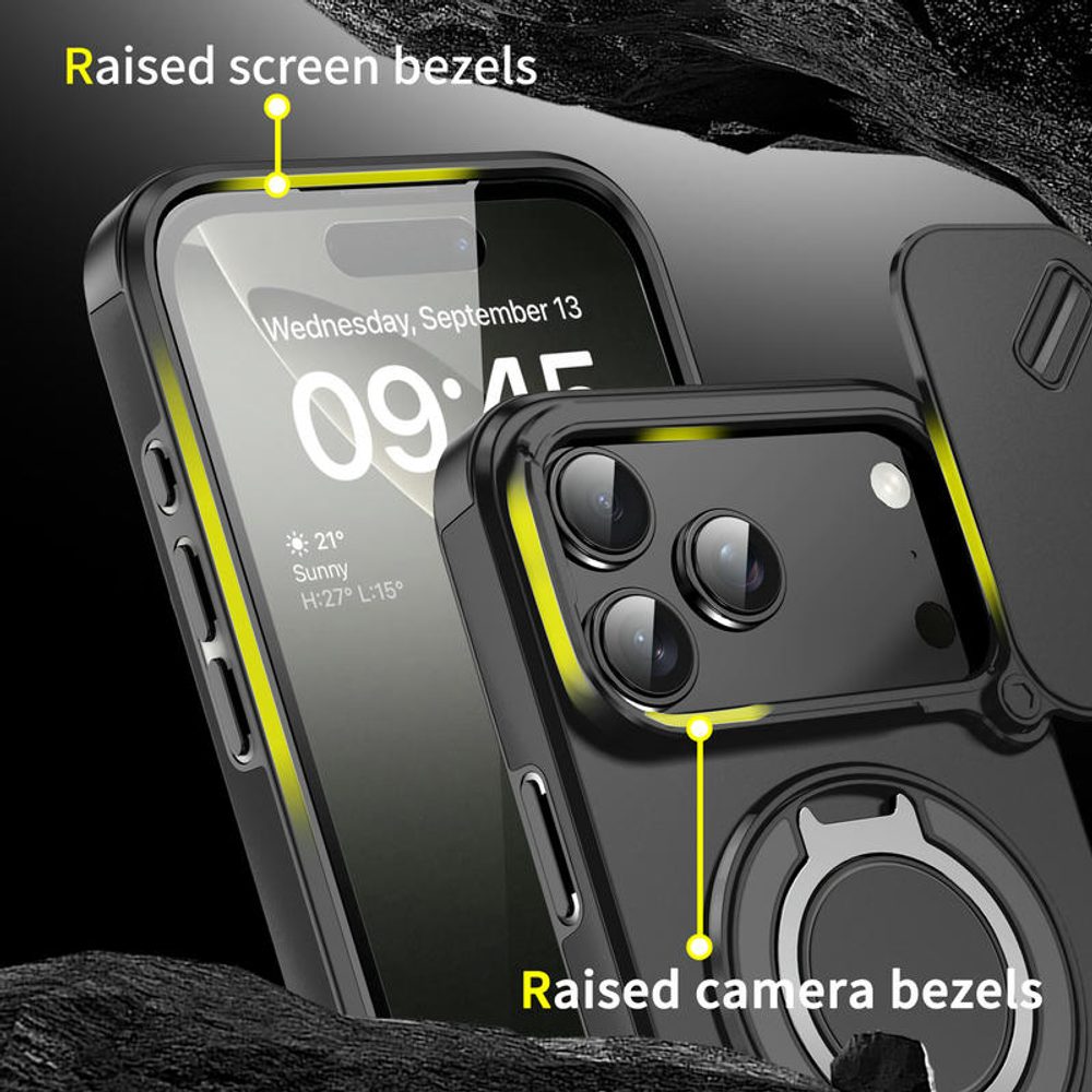 Camslide Stand obal, iPhone 17 Pro Max, čierny