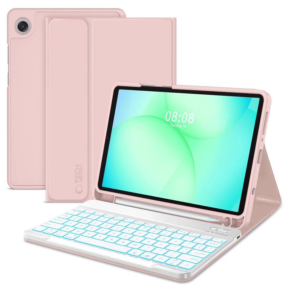 Levně Pouzdro Tech-Protect SC Pen + klávesnice, Samsung Galaxy Tab A9 / A11 8.7 X110 / X115 / X133 / X135, růžové