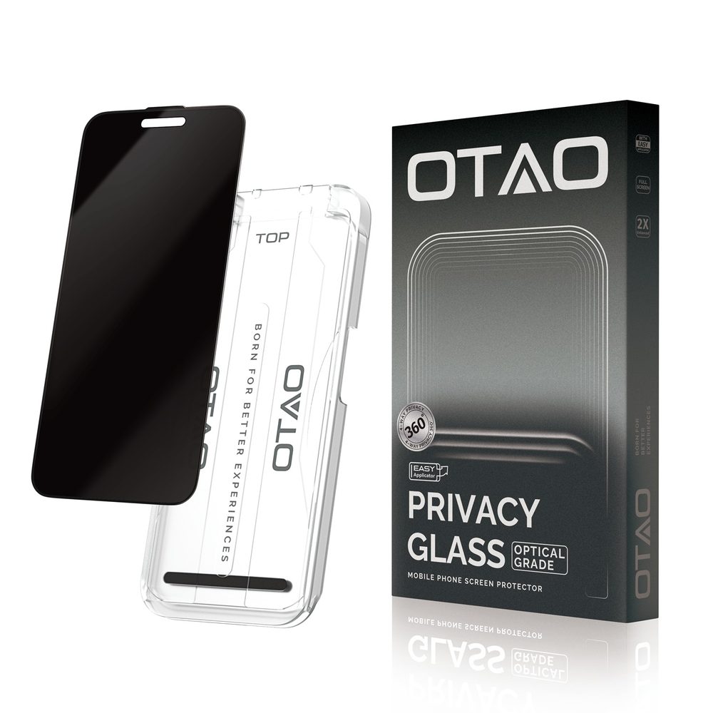 Levně OTAO 4-Way Privacy 360° Tvrzené sklo s aplikátorem, iPhone 16 Pro / 17, černé