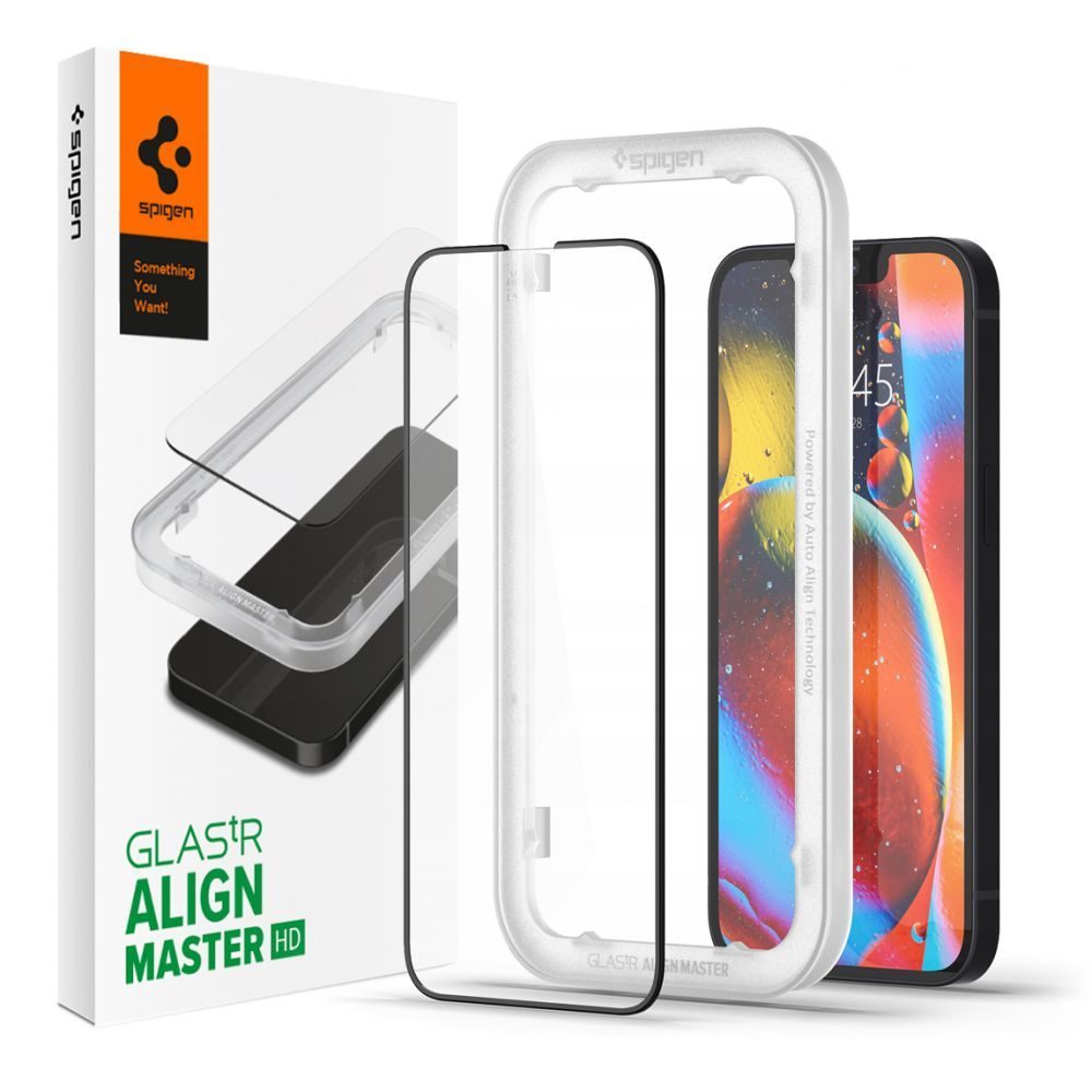 Spigen ALM Glass FC Tvrzené Sklo, IPhone 13 / 13 Pro / 14, černé