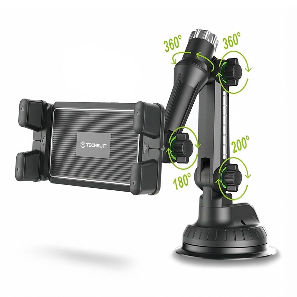 Techsuit Suport auto universal pentru tabletă / telefon, negru
