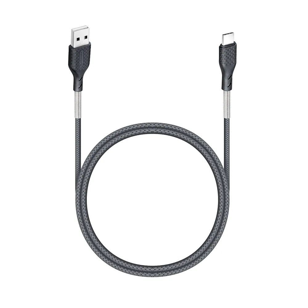 Forcell Carbon Kábel, USB - USB-C, QC3.0, 3A, CB-02B, Fekete, 1 Méter