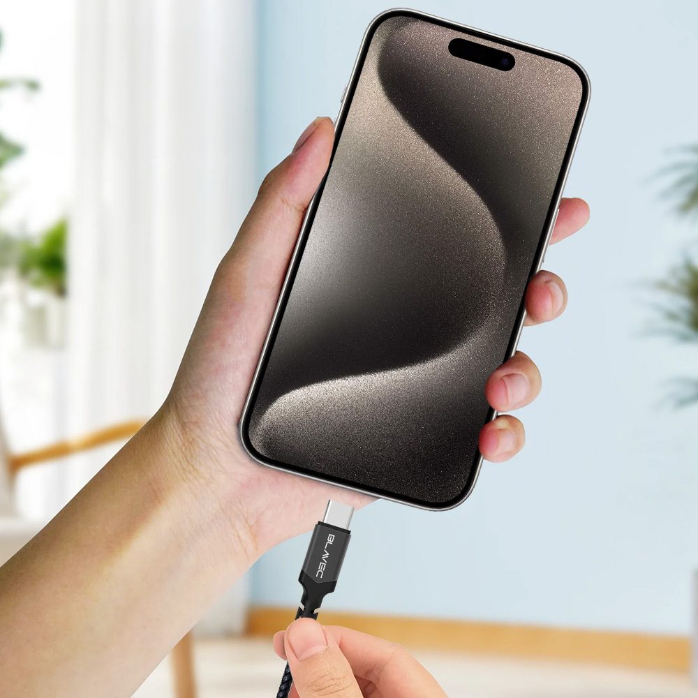 Blavec kábel USB-C - USB-C, PD, 60W, 3A, 0,25 m, čierno-sivý