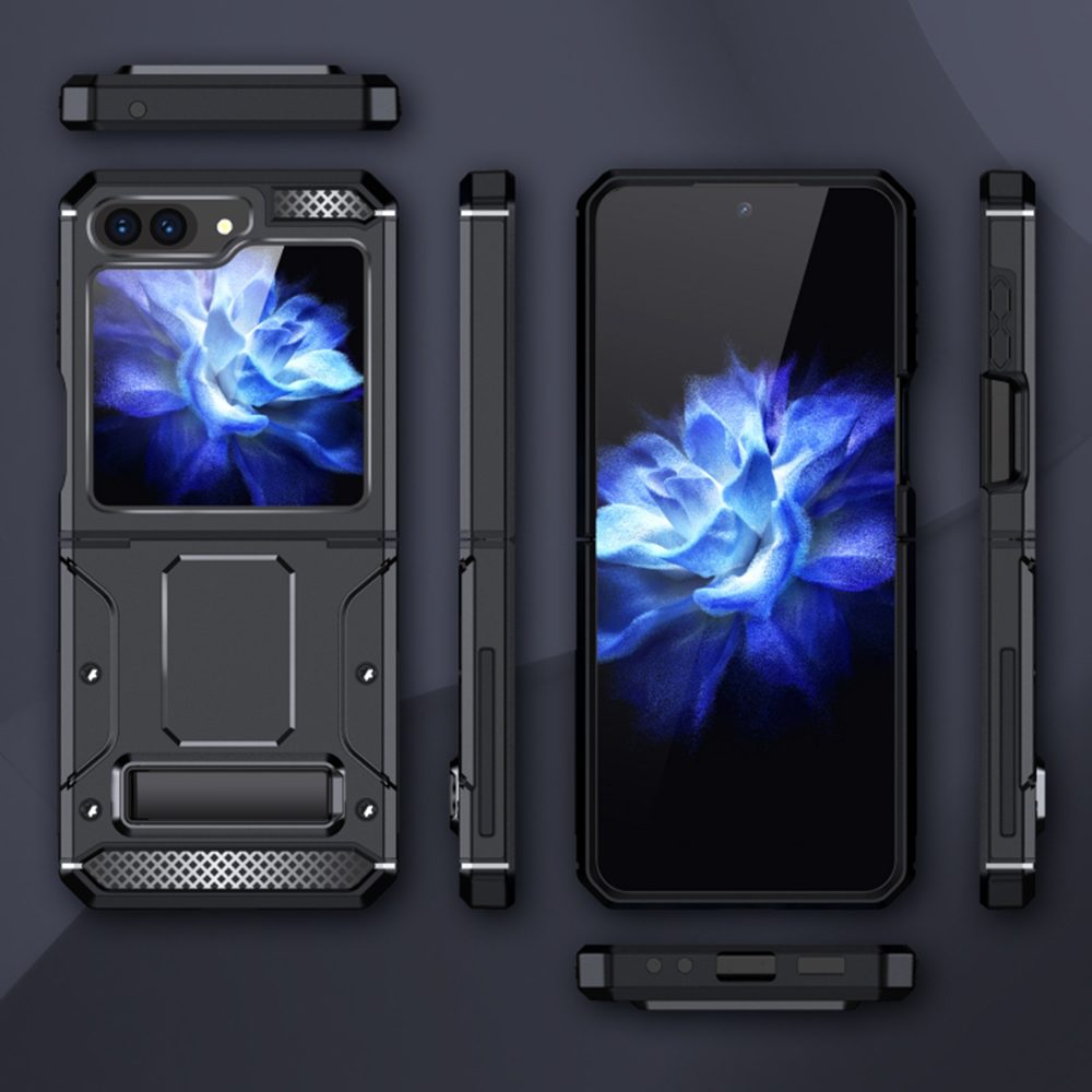 Techsuit Hybrid Armor Kickstand, Samsung Galaxy Z Flip 5, črno