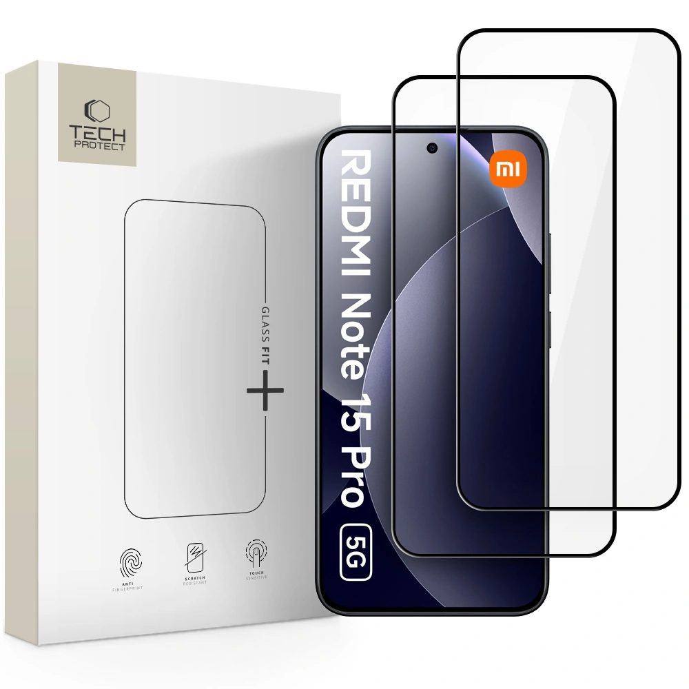 Levně Tech-Protect Tvrzené sklo Fit+ Xiaomi Redmi Note 15 Pro 5G, černé, 2 kusy
