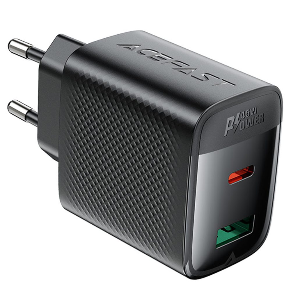 Levně Acefast nabíječka A106 GaN, 45W, 3 A, USB-C + USB, černá