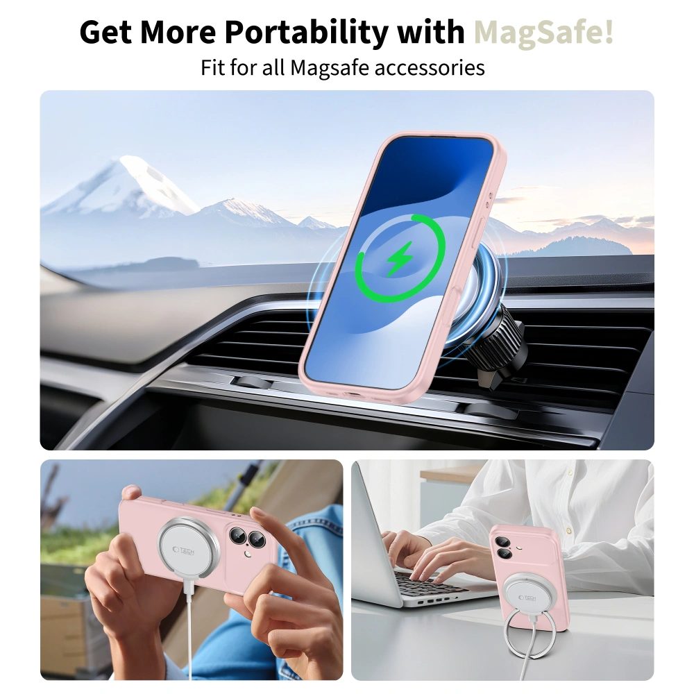 Tech-Protect Silicone MagSafe, iPhone 17, ružový
