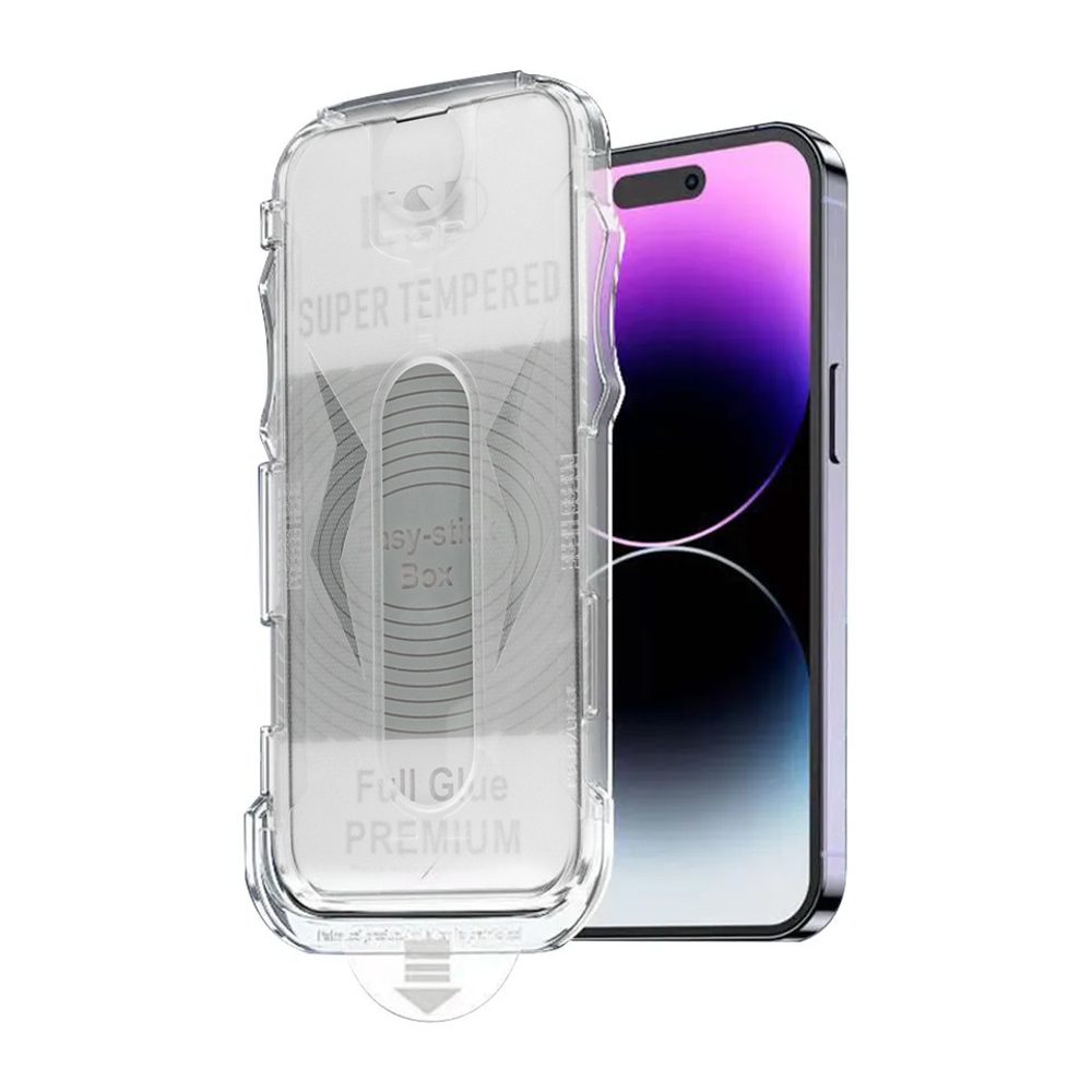 Zaščitno Kaljeno Steklo Full Glue Easy-Stick Z Aplikatorjem, IPhone 12 / 12 Pro