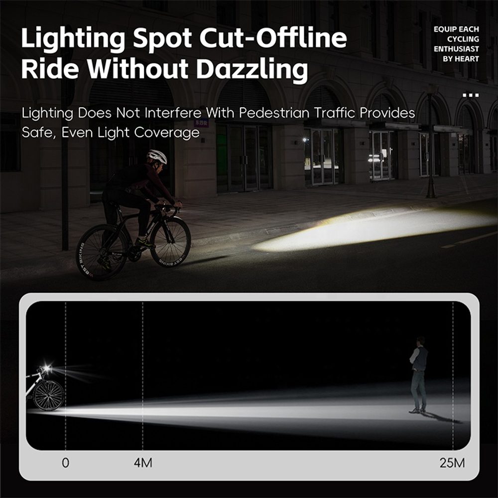 West Biking Predné vodotesné svetlo na bicykel s bezdrôtovým ovládačom, 1600 lm, 2000mAh