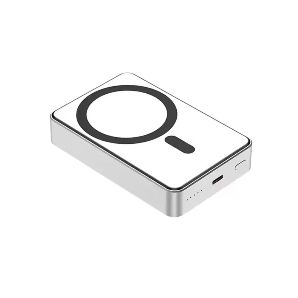 Alumínium Ultrathin Mini Magsafe Powerbank, 5000mAh, 22,5W, fehér