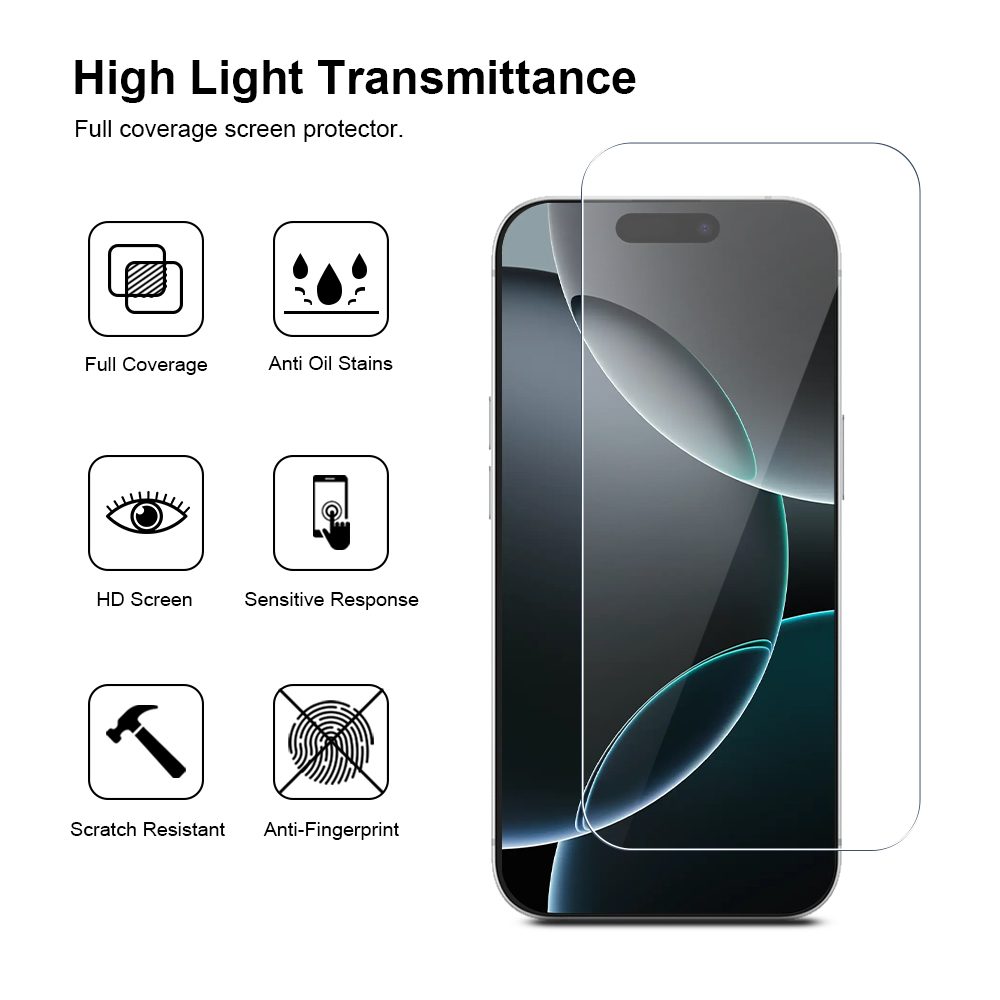 JP Long Pack Tvrdených skiel, 3 sklá na telefón s aplikátorom, iPhone 16 Pro