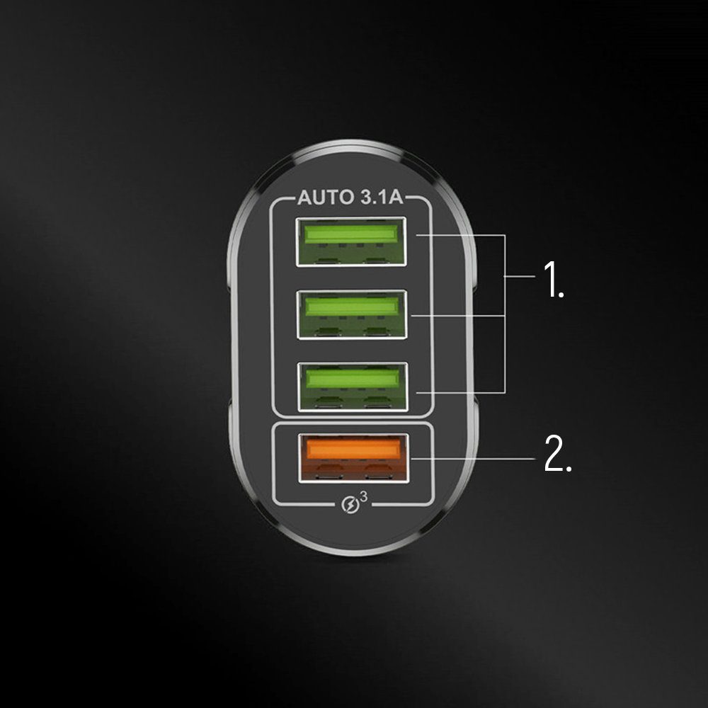 Wozinsky WWCUAB Polnilec 48W, 4x USB-A, QC, črn