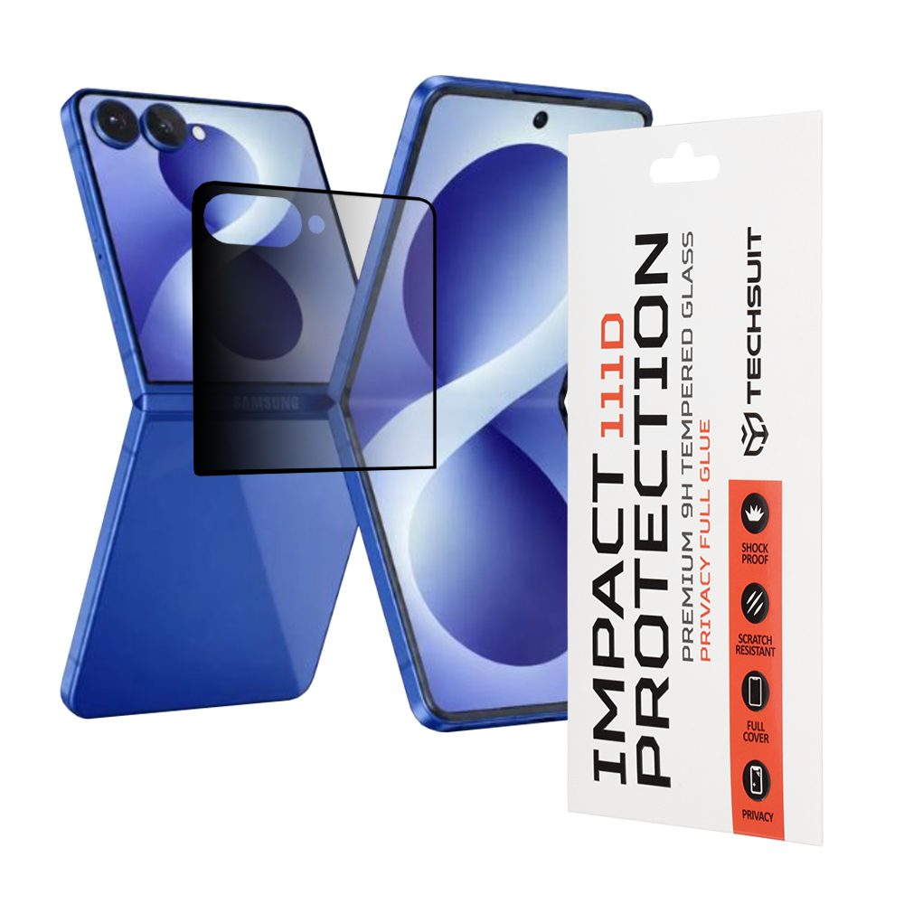 Techsuit 111D Privacy Zaštitno kaljeno staklo, Samsung Galaxy Z Flip 8, crno