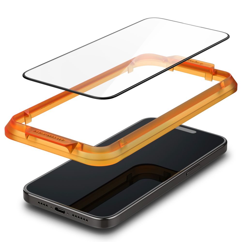 Spigen ALM Glass FC Edzett üveg 2 Darab, IPhone 15 Pro Max, Fekete