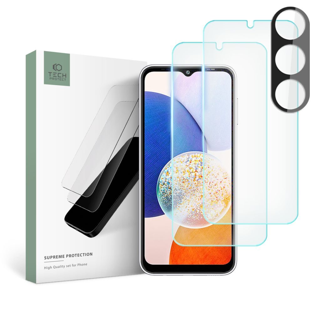 Tech-Protect Supreme Set, 2 Tvrdené Sklá + Sklo Na šošovku, Samsung Galaxy A14 5G