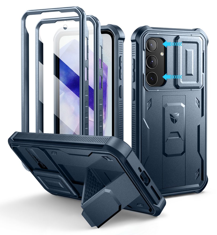 Dexnor 360 Kickstand Camprotector obal Samsung Galaxy A35, modrý