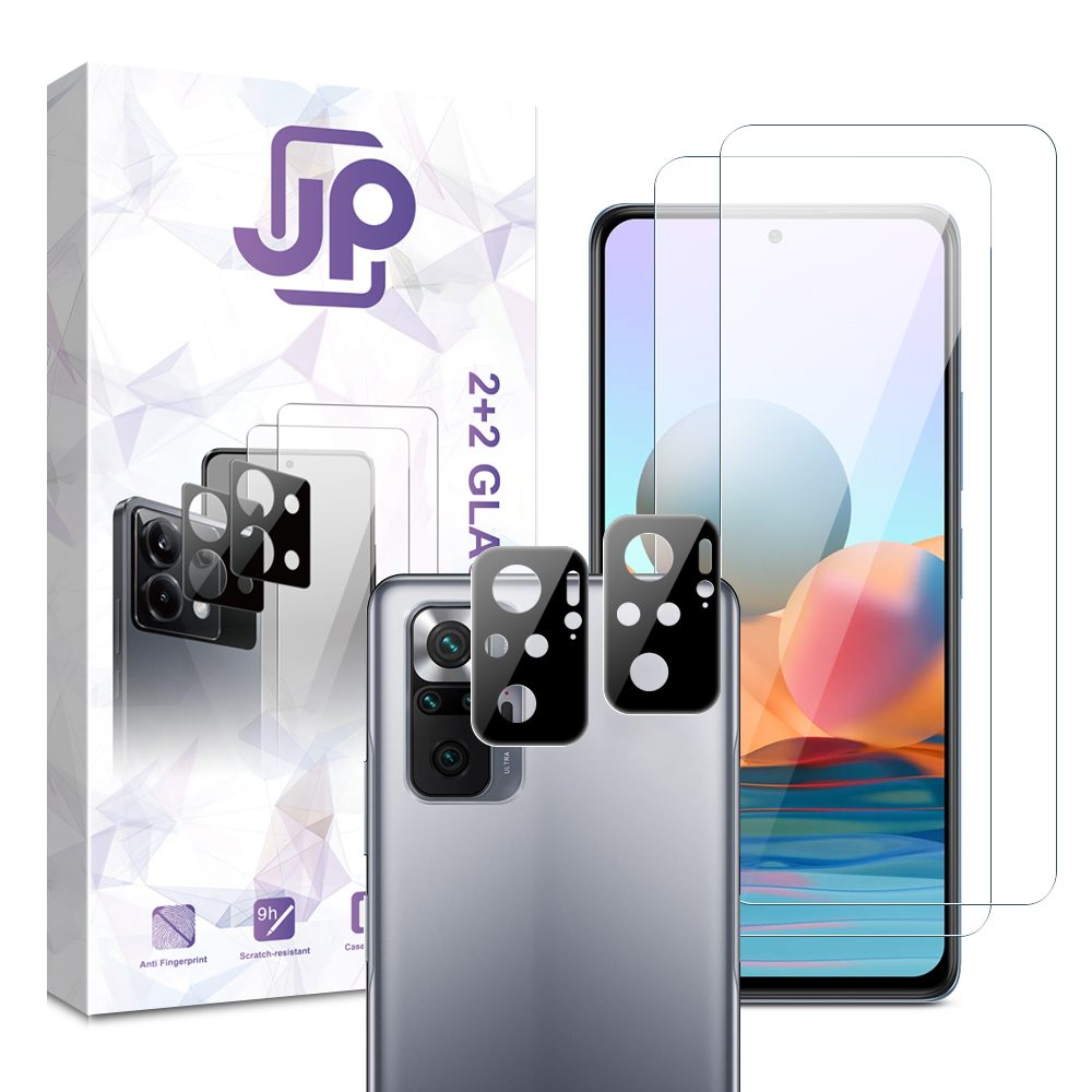 JP Combo pack, 2 db edzett üveg és 2 db kameraüveg készlet, Xiaomi Redmi Note 10