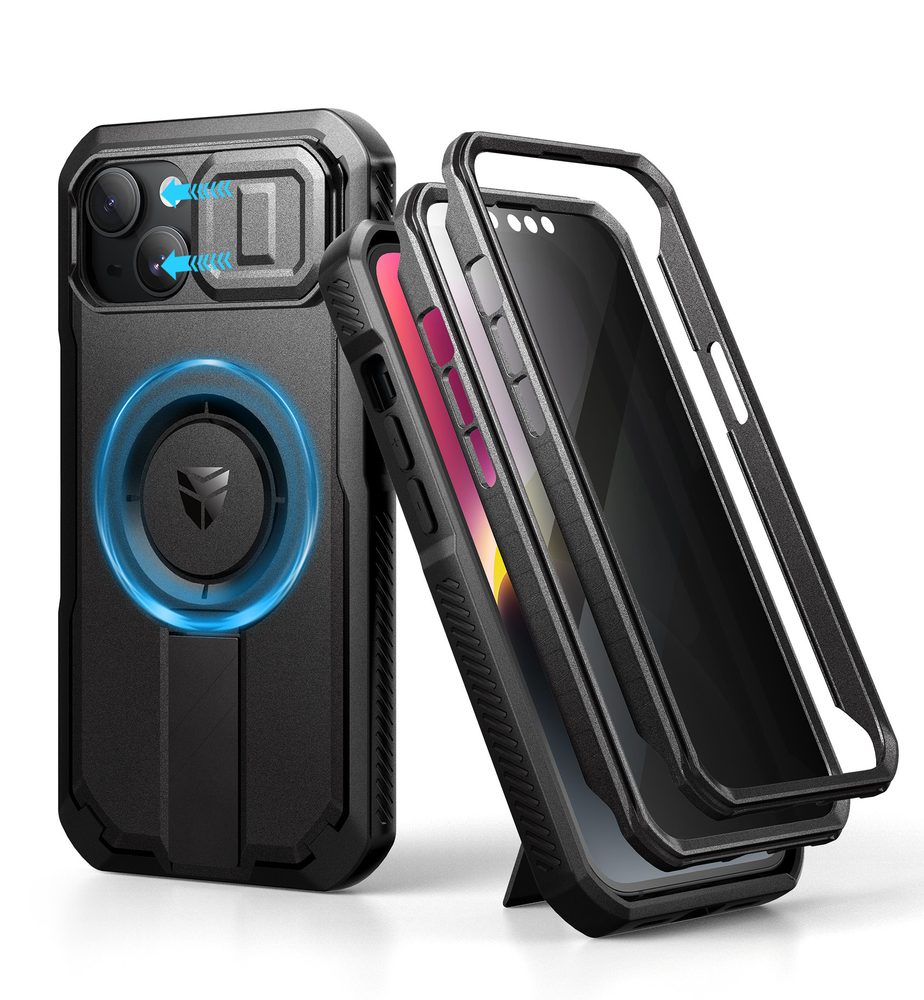 Levně Dexnor Privacy MagSafe Kickstand Camprotector obal iPhone 13 / 14, černý