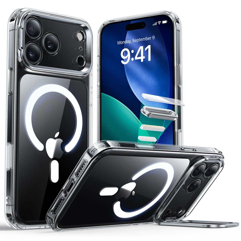 Levně ESR Classic Hybrid Kickstand MagSafe, iPhone 17 Pro Max, průhledný