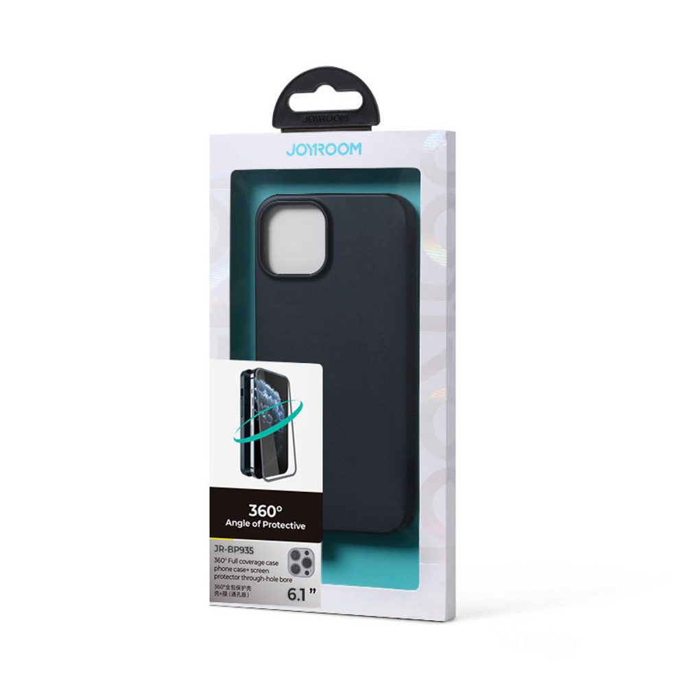 Husă Joyroom 360 Full Case + Folie De Sticlă Securizată, IPhone 13 Pro, Neagră
